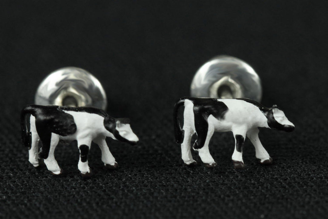 Miniblings Kuh Kühe Bauernhof Ohrstecker schwarz weiss winzig - Handmade Modeschmuck I Ohrringe Stec