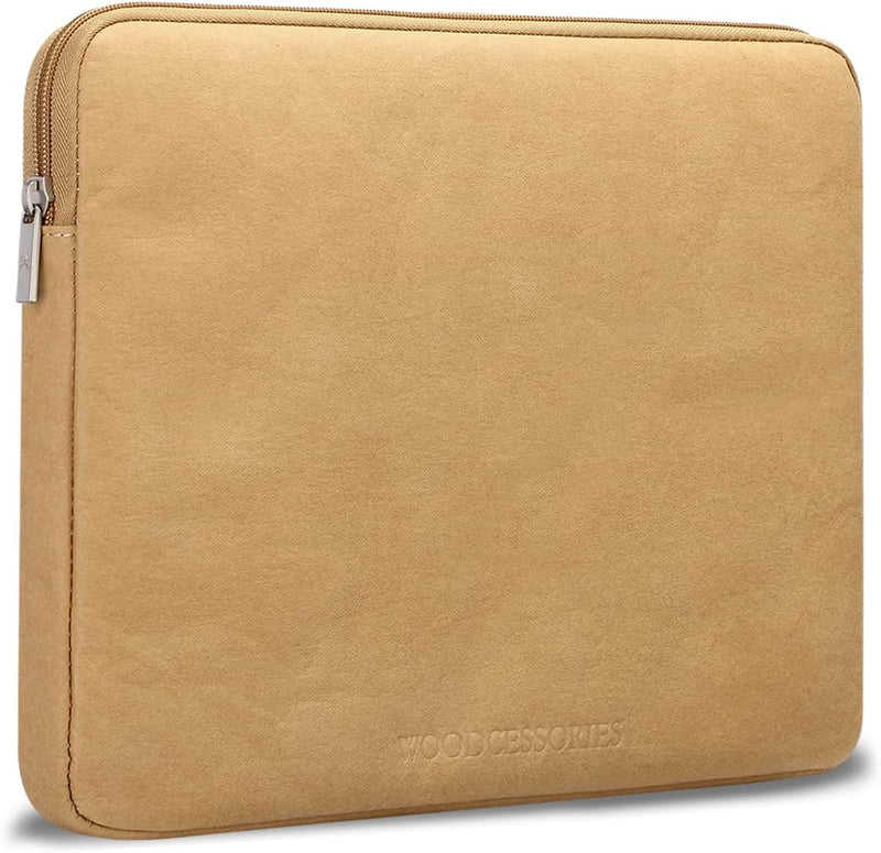 Woodcessories - Nachhaltige Laptoptasche kompatibel mit MacBook 11-14 Zoll Hülle Braun - aus Papier