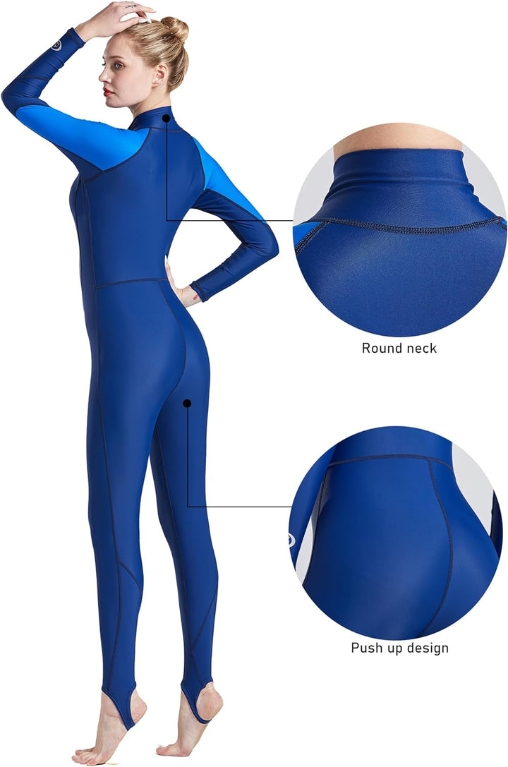 Damen Herren Lange Ärmel Tauchanzug One Piece UV-Schutz Badeanzug Sommer Herbst M Damen, M Damen