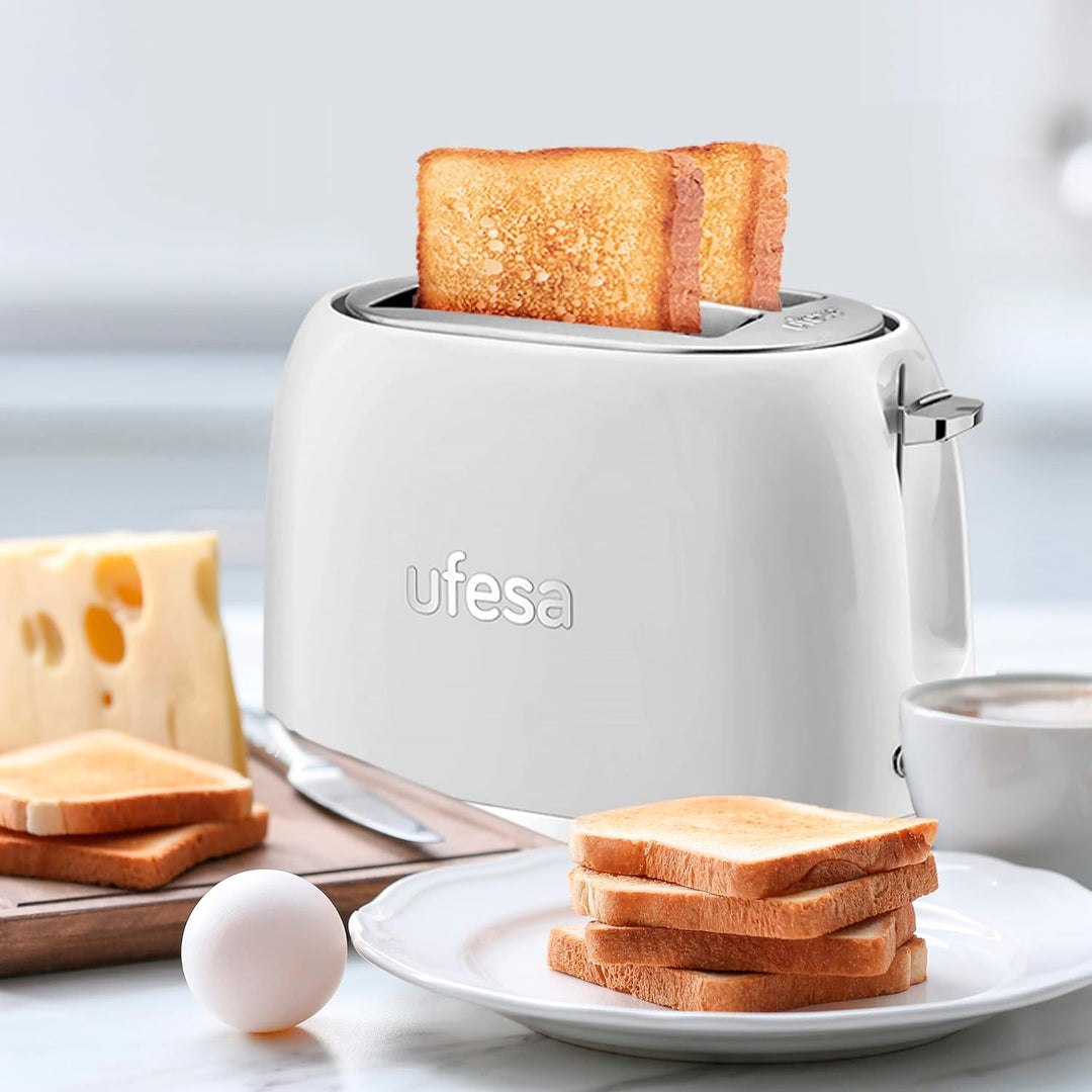Ufesa Toaster 2 Scheiben Weiss Retro Classic Pinup, Vintage-Design, 850 W, 2 extrabreiten Schlitzen
