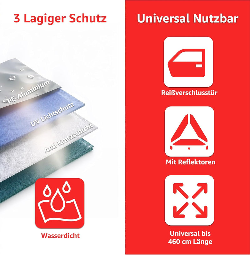 Autogadget® 5X Autoabdeckung Auto & Autoschutzhülle PKW Abdeckplane - Car Cover - Autoplane Silber -