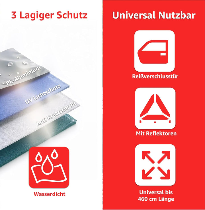 Autogadget® 3X Autoabdeckung Auto & Autoschutzhülle PKW Abdeckplane - Car Cover - Autoplane Silber -