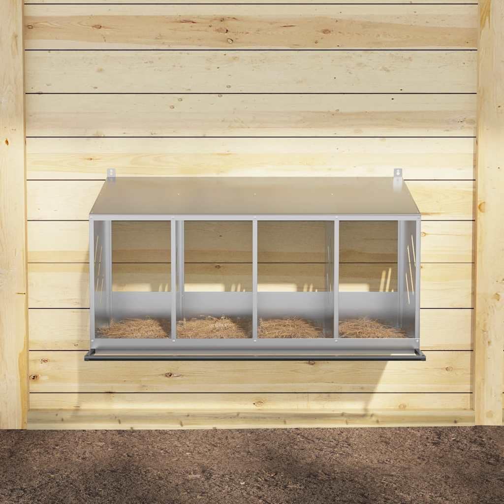 Hühner-Nistkasten mit 4 Fächern aus verzinktem Stahl langlebig wetterfest robust geeignet für Freila