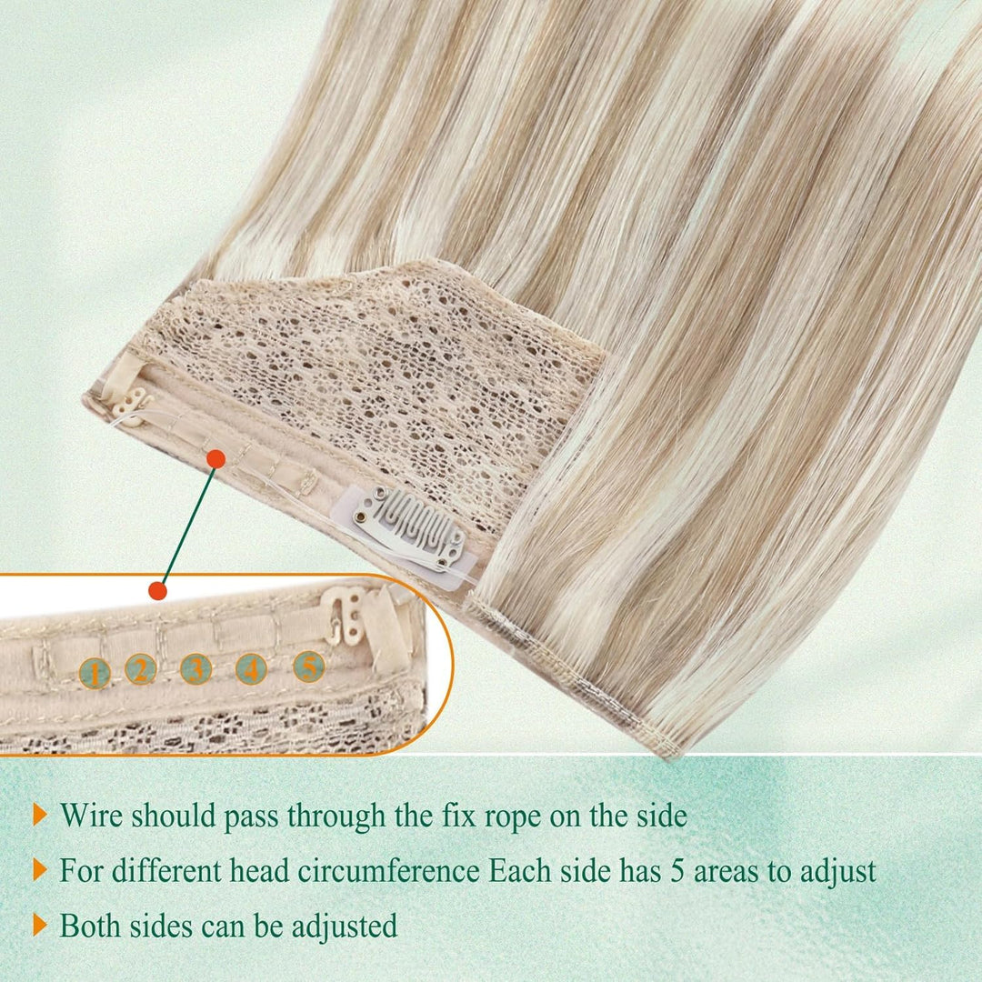 Easyouth Echthaar Extension Mit Draht Blond Fish Line Extensions Echthaar Honigblond Highlight Gelbb