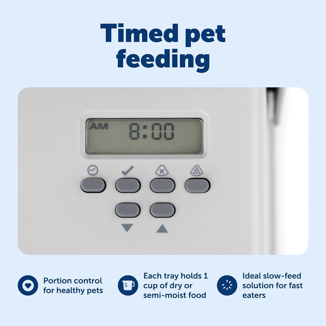 PetSafe Futterautomat für 5 Mahlzeiten, Zeitschaltuhr mit LCD Screen, Leichte Reinigung, 5 Futtersch