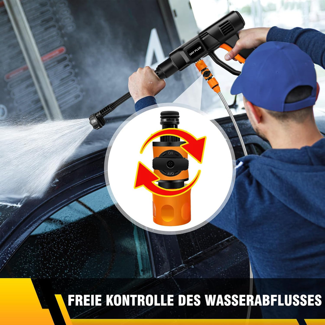 Akku Hochdruckreiniger, 21V 45 Bar/652 PSI Akku-Waschanlage, tragbarer Hochdruckreiniger mit 3.0Ah A