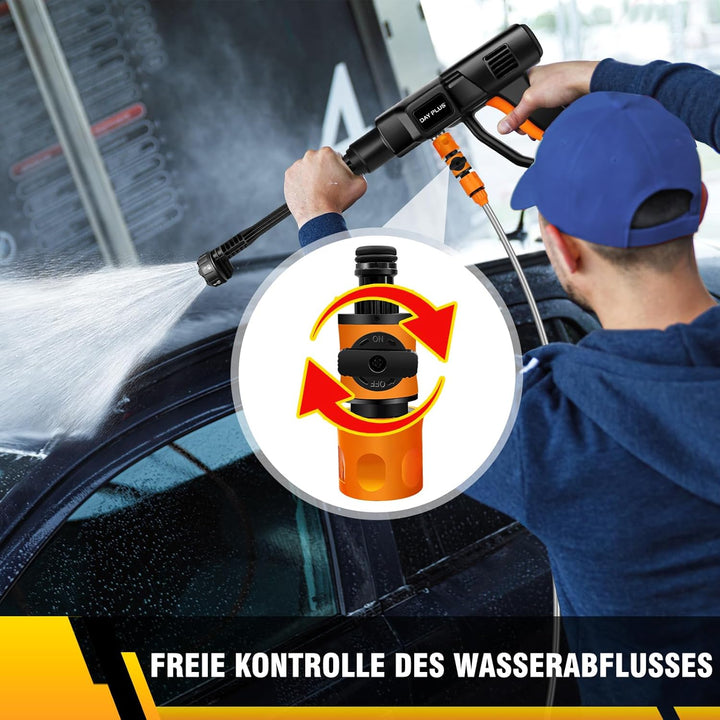 Akku Hochdruckreiniger, 21V 45 Bar/652 PSI Akku-Waschanlage, tragbarer Hochdruckreiniger mit 3.0Ah A
