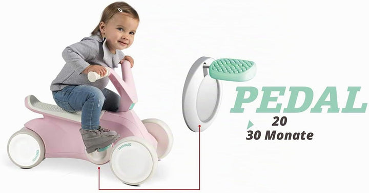 BERG GO2 2in1 Rutschauto Rosa | Kinderrutscher & Laufrad ab 1 Jahr | Kinderauto mit ausklappbaren Pe