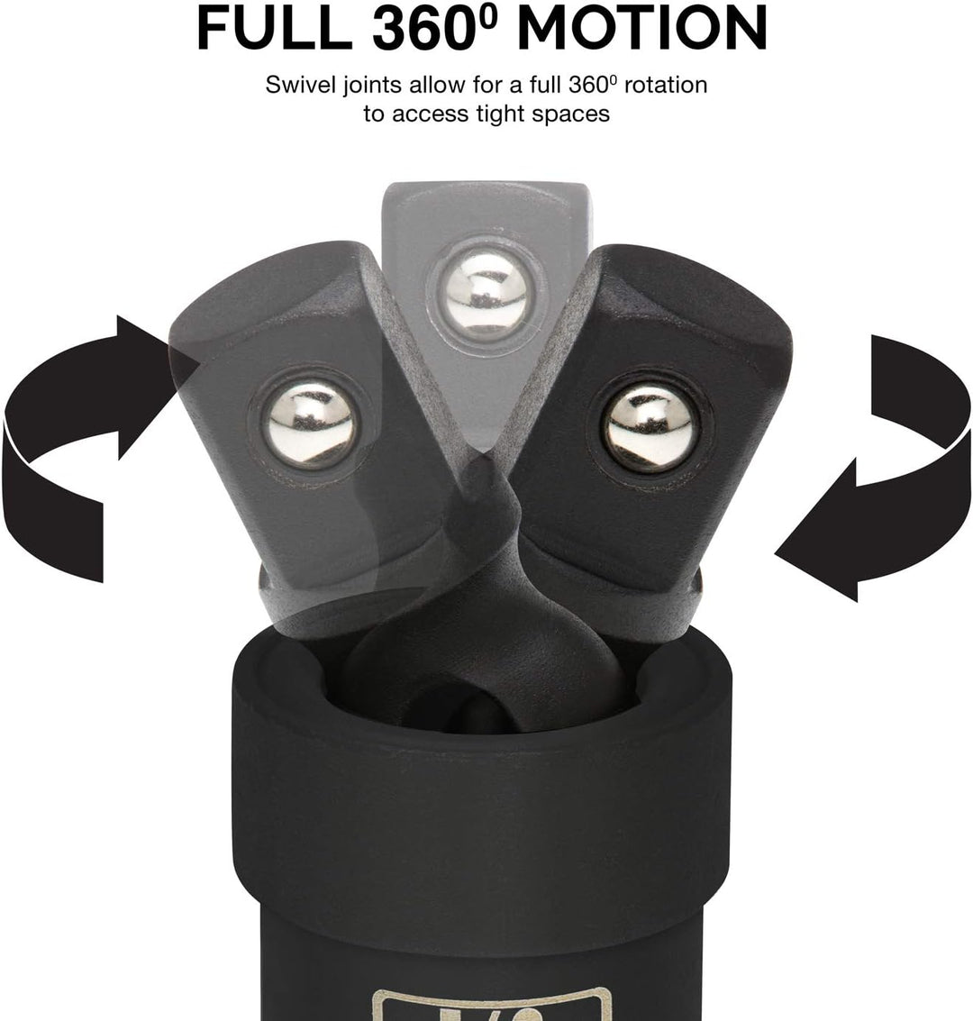 Neiko 02486A Universalgelenk-Drehgelenk-Steckschlüssel-Adapter-Set, 3-teilig, 1/4 Zoll, 3/8 Zoll, 1/