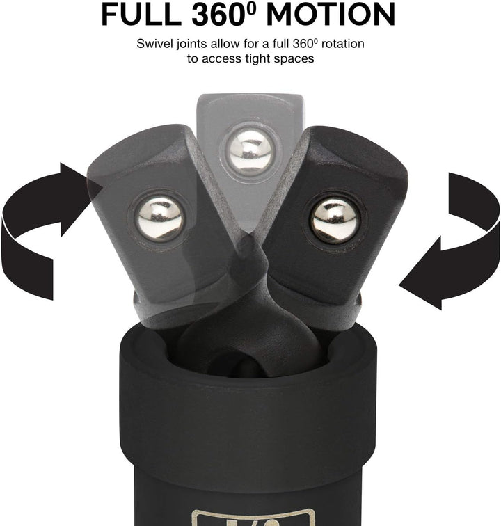 Neiko 02486A Universalgelenk-Drehgelenk-Steckschlüssel-Adapter-Set, 3-teilig, 1/4 Zoll, 3/8 Zoll, 1/