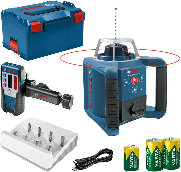 Bosch Professional Rotationslaser GRL 300 HV (roter Laser, Laserempfänger LR 1, Arbeitsbereich: bis