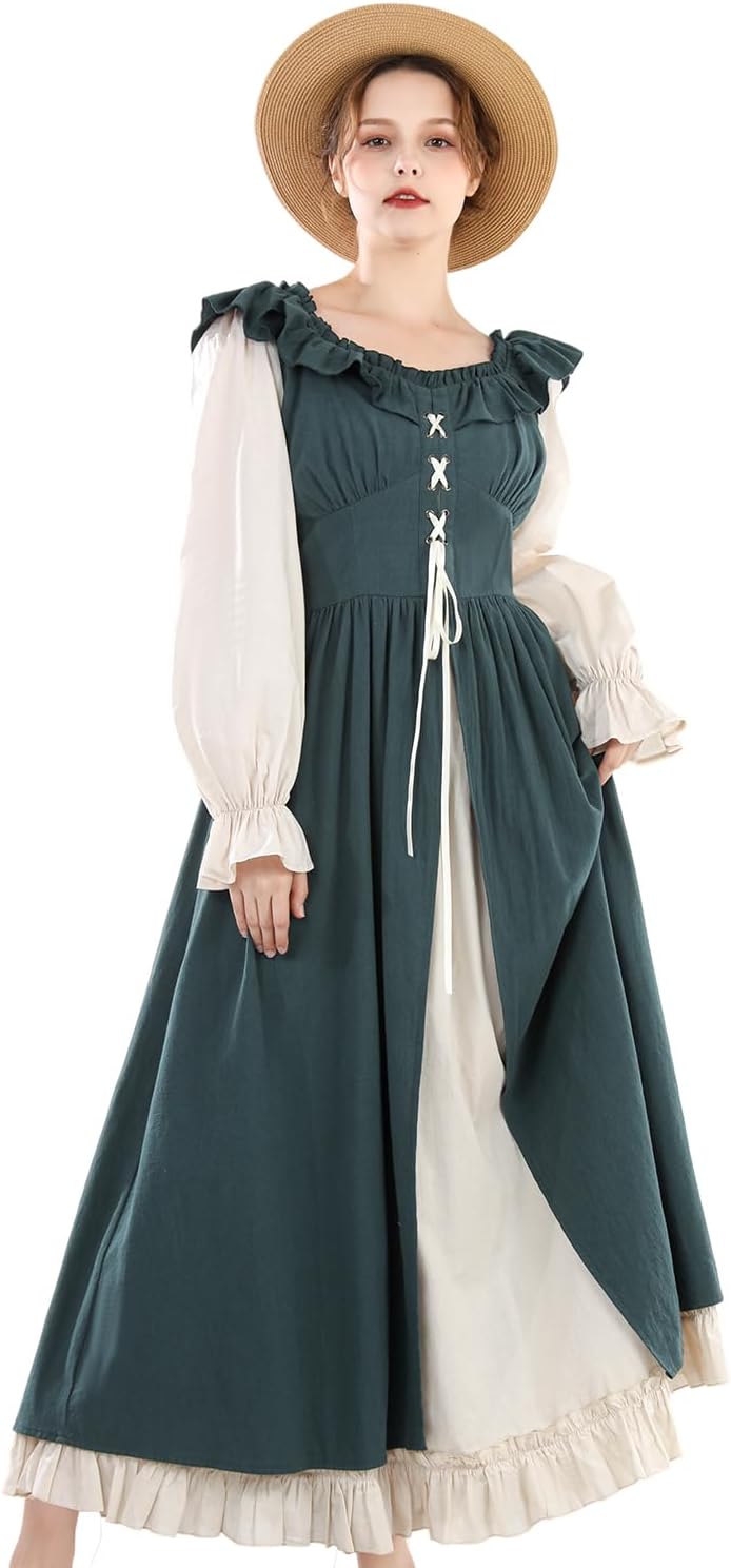 CR ROLECOS Damen Mittelalter Kleid Gothic viktorianische Kleider Fasching traditionelles irisches Kl