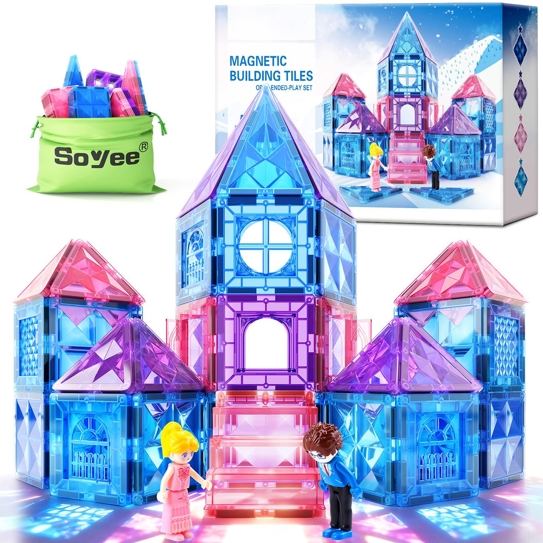 Magnetische Bausteine 58 Stück Magnetbausteine Magnetspielzeuge Kinderspielzeug Magnetblöcke Magnets