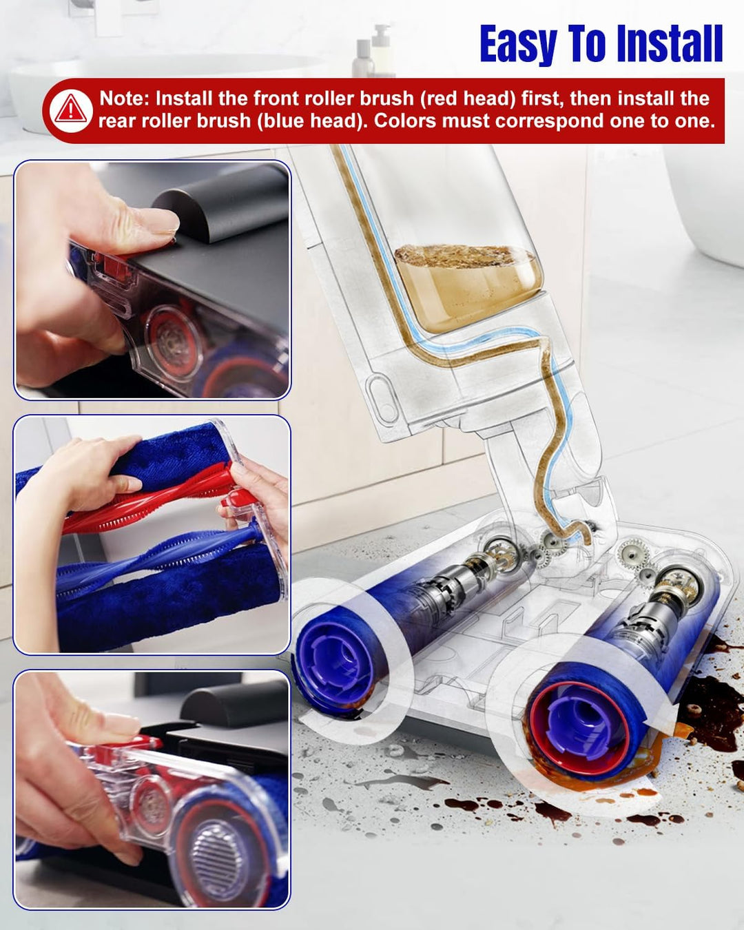 Rollenbürsten Ersatzteile für Dyson Wash G1 Nassstaubsauger, Bürstenrolle Zubehör Ersatzsets, 2 Stüc