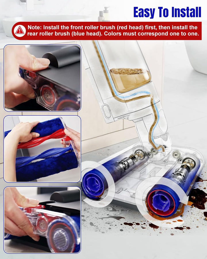 Rollenbürsten Ersatzteile für Dyson Wash G1 Nassstaubsauger, Bürstenrolle Zubehör Ersatzsets, 2 Stüc