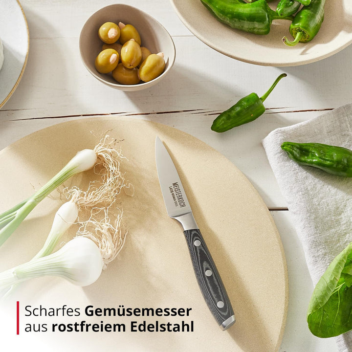 MEISTERKOCH Gemüsemesser Messer Küchenmesser | 8,5 cm Klinge aus rostfreiem deutschen Edelstahl | er