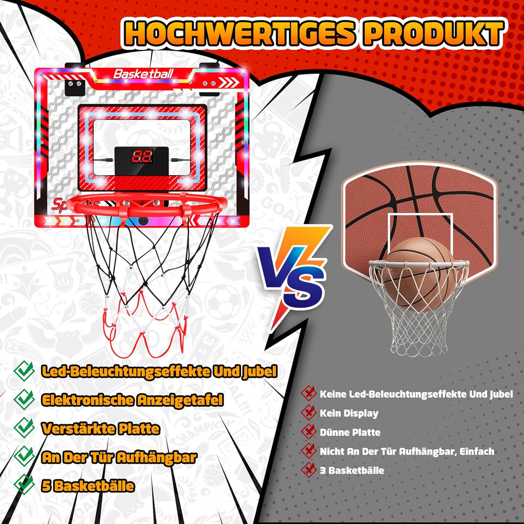 Basketballkorb für Kinder, Höhenverstellbar 105-183cm, Kinderspielzeug Basketball Hoop mit 5 Ball, B