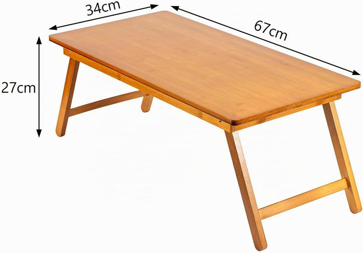 Niedriger Klapptisch aus Bambus 67x34x27 cm – Kleiner Faltbarer Beistelltisch für Balkon, Camping, S