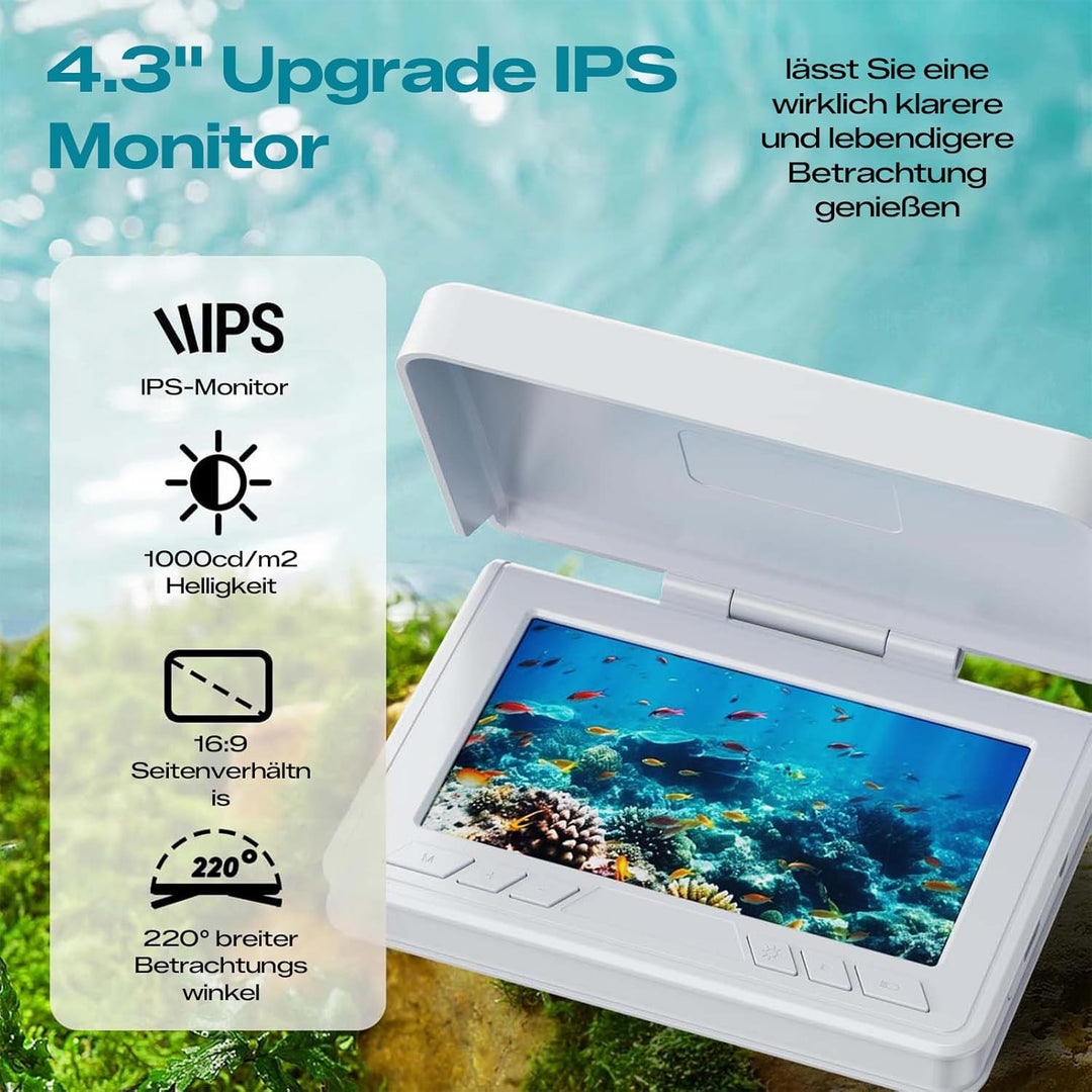 FourQ Underwater Fishing Camera,Fishing Camera Ice vexilar Fish find 4.3inch Hd 1080p LCD Display Un