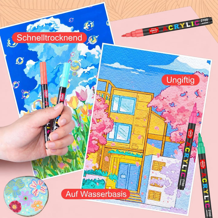 Laconile 168 Farben Acrylstifte - Acrylstifte für Steine Wasserfest, Einzeln Druck Acrylic Paint Mar