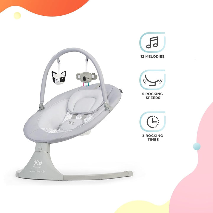 Kinderkraft Elektrische Babywippe 2 in 1 LULI, Babyschaukel, Babyliege, mit Spielbogen, 12 Melodien