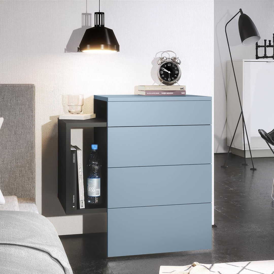 Vladon Nachttisch Queens, Nachttischschrank mit 2 Schubladen und 1 seitlichem Fach zur Wandmontage,