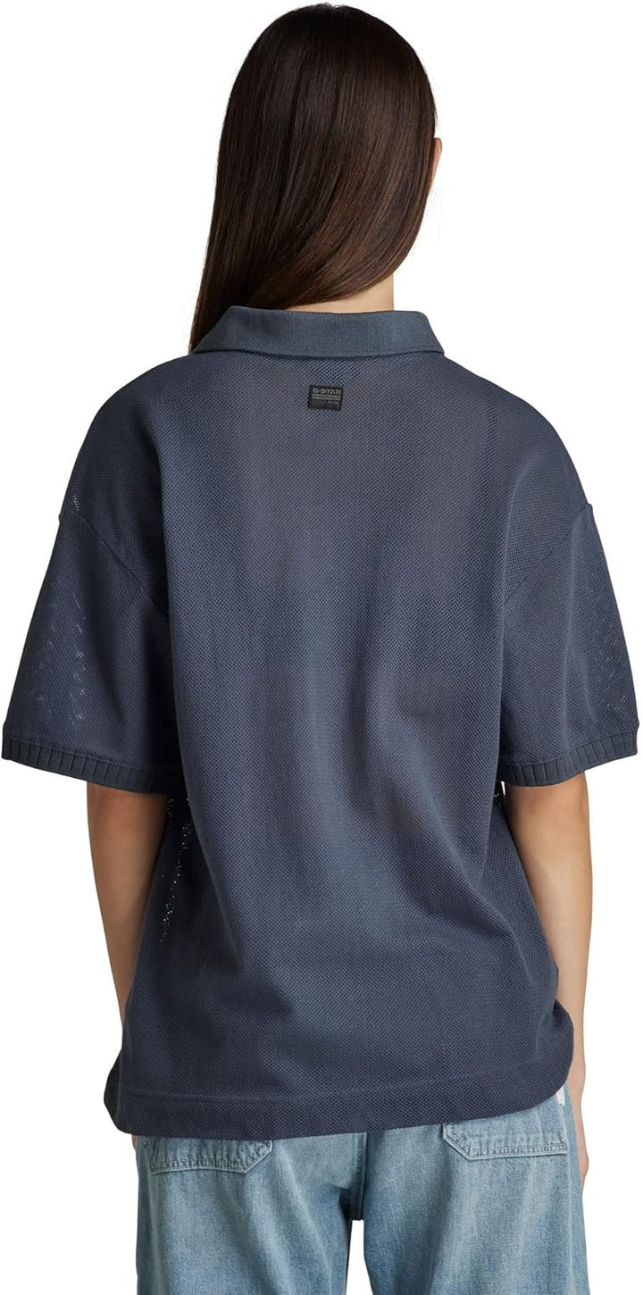 G-STAR RAW Damen Mesh Loose Poloshirt Tops, M Blau (Fantem Blue D21590-c810-863)