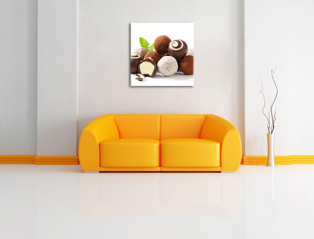 Edle Trüffelpralinen, Format: 70x70 auf Leinwand, XXL riesige Bilder fertig gerahmt mit Keilrahmen,