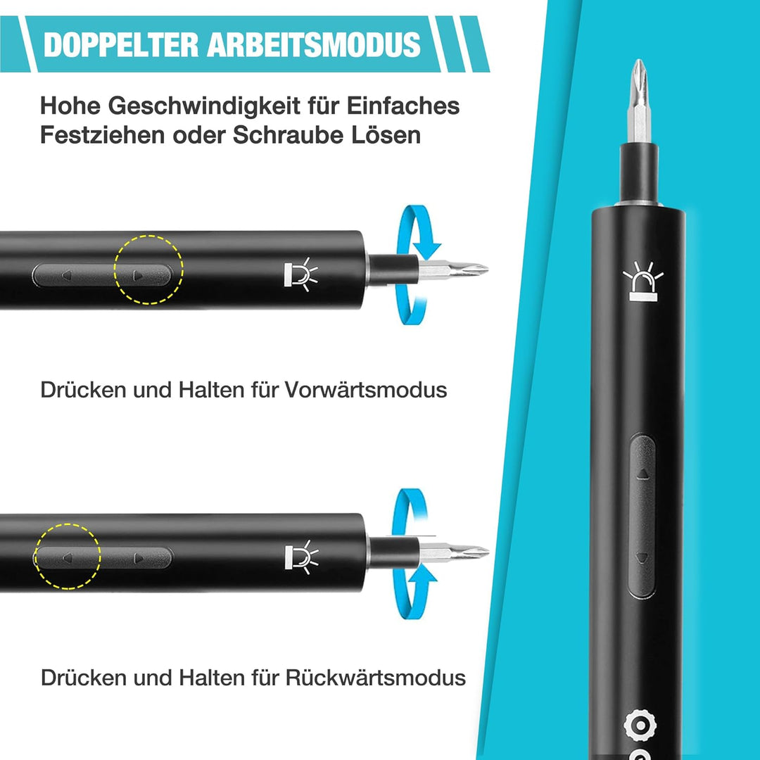 DURATECH Präzision Elektrischer Schraubendreher Set mit 50 Bits Mini Elektro Schraubendreher Kit 3,6