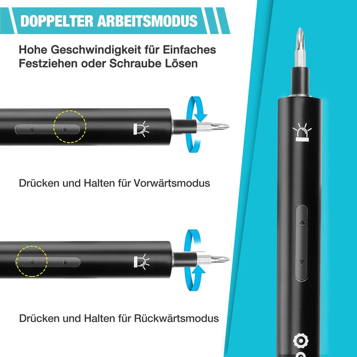 DURATECH Präzision Elektrischer Schraubendreher Set mit 50 Bits Mini Elektro Schraubendreher Kit 3,6