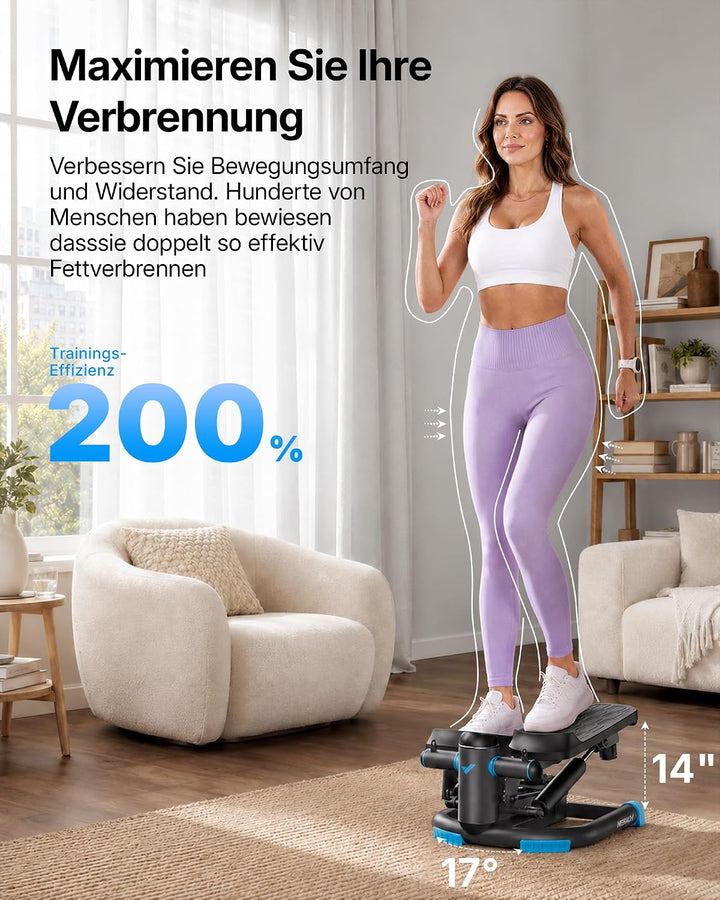 MERACH Mini Stepper für Zuhause, Swing Stepper mit 150 kg Belastung und Widerstandsbändern, Twist St