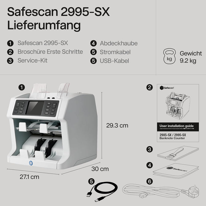 Safescan 2995-SX Geldzählmaschine, Wertzählung und Fitness-Sortierung von gemischten Banknoten - Ban