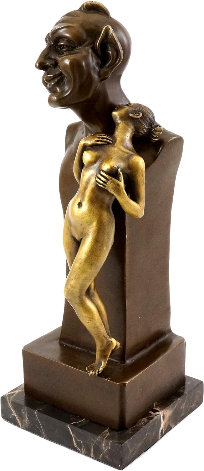 Bronzefigur - Akt Figur - Faun Büste mit Jungfrau - Wiener Bronze - Bergmann-Stempel - Vienna - Teuf