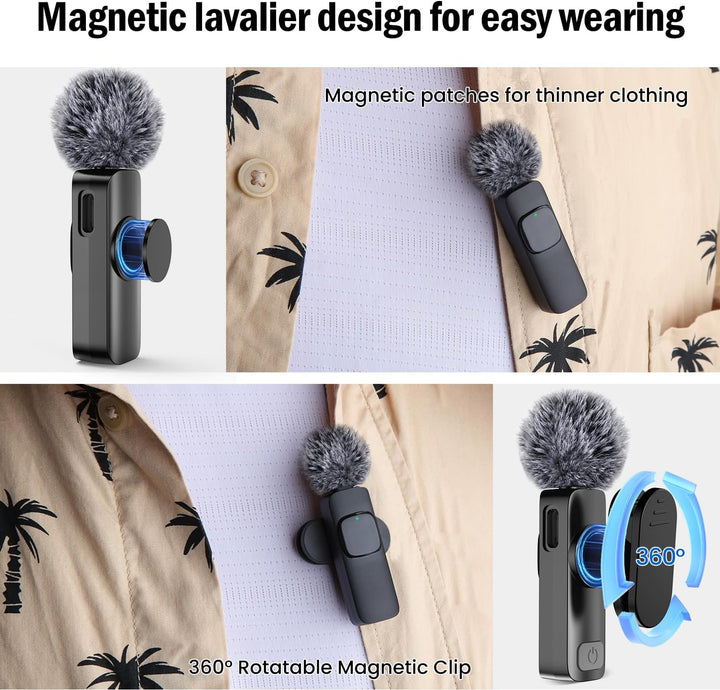 Verbessertes 3-in-1-Kabelloses-Ansteckmikrofon für iPhone/Android/PC – EIN Mini-Mikrofon, geeignet f