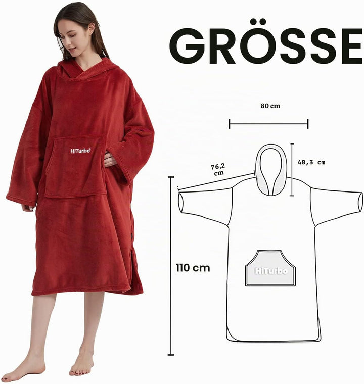 Hiturbo Bademantel, Damen Herren Robe, Unisex, Einheitsgrösse, Warmer Weicher Fleece Mogenmantel mit