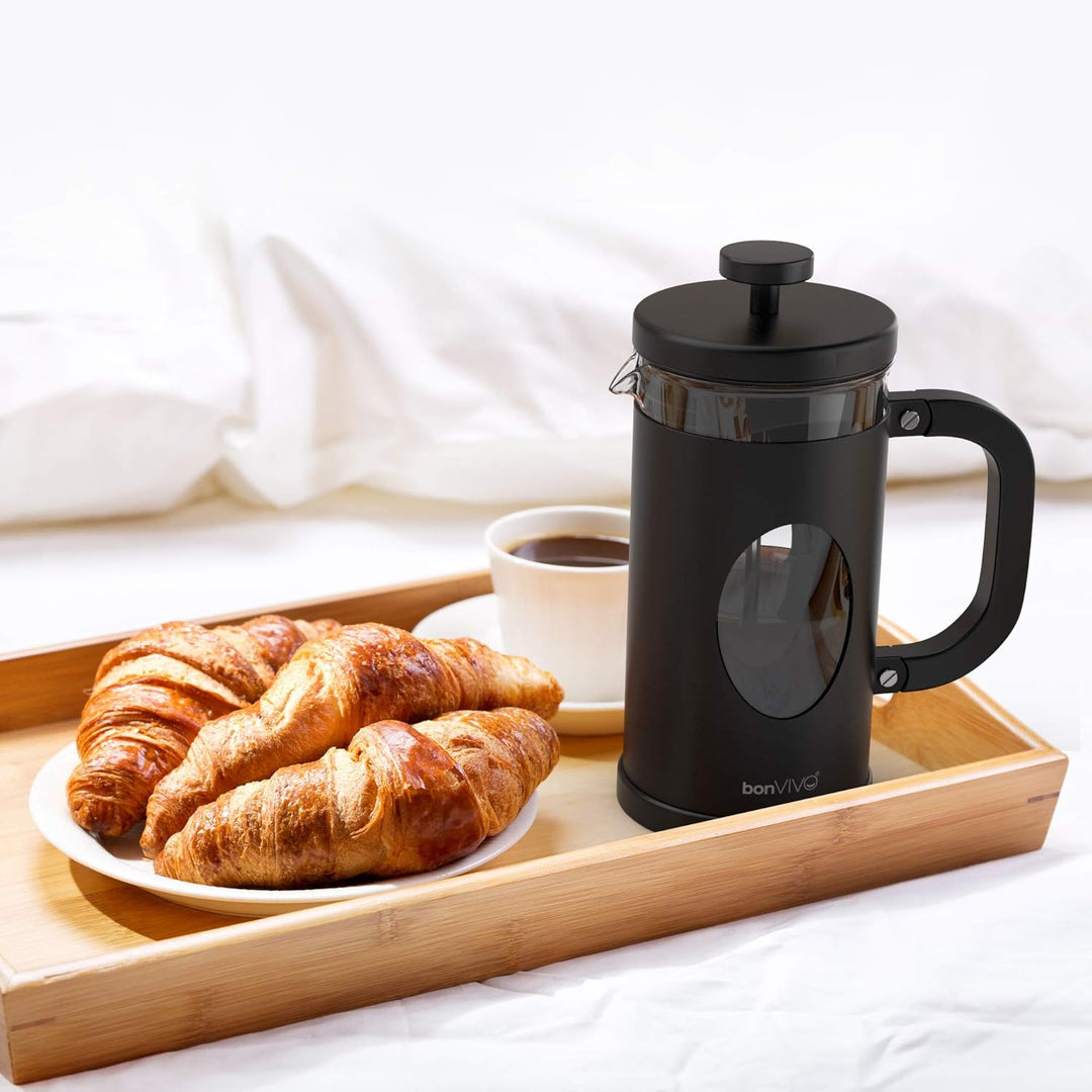 bonVIVO French Press Kaffeebereiter - Coffee Maker in Kupfer-Optik - Kaffekanne aus Glas m. Edelstah