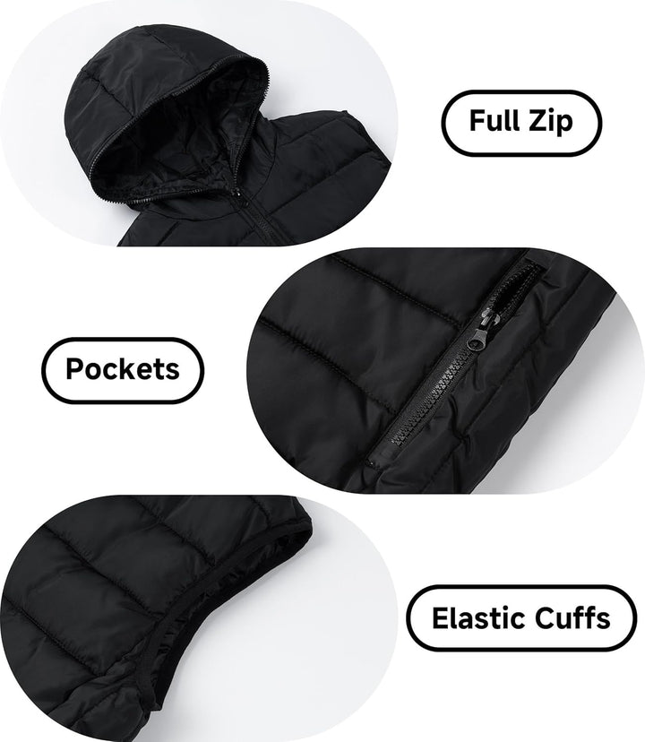 LAUSONS Kinder Warme Weste Jungen Steppweste Ärmellose Winterjacke Puffer Weste mit Kapuze Schwarz 1
