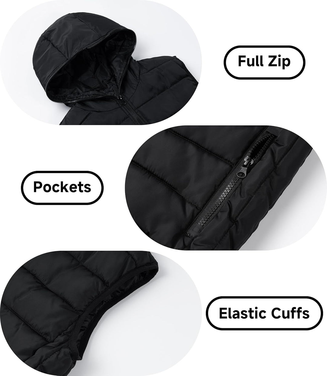 LAUSONS Kinder Warme Weste Jungen Steppweste Ärmellose Winterjacke Puffer Weste mit Kapuze Schwarz 1