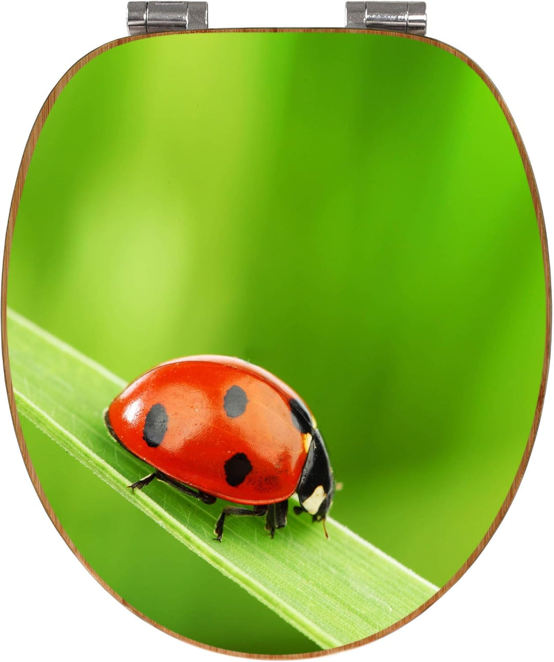 banjado® Design WC Sitz Bambus Absenkautomatik mit Motiv Marienkäfer/Toilettendeckel mit Absenkautom