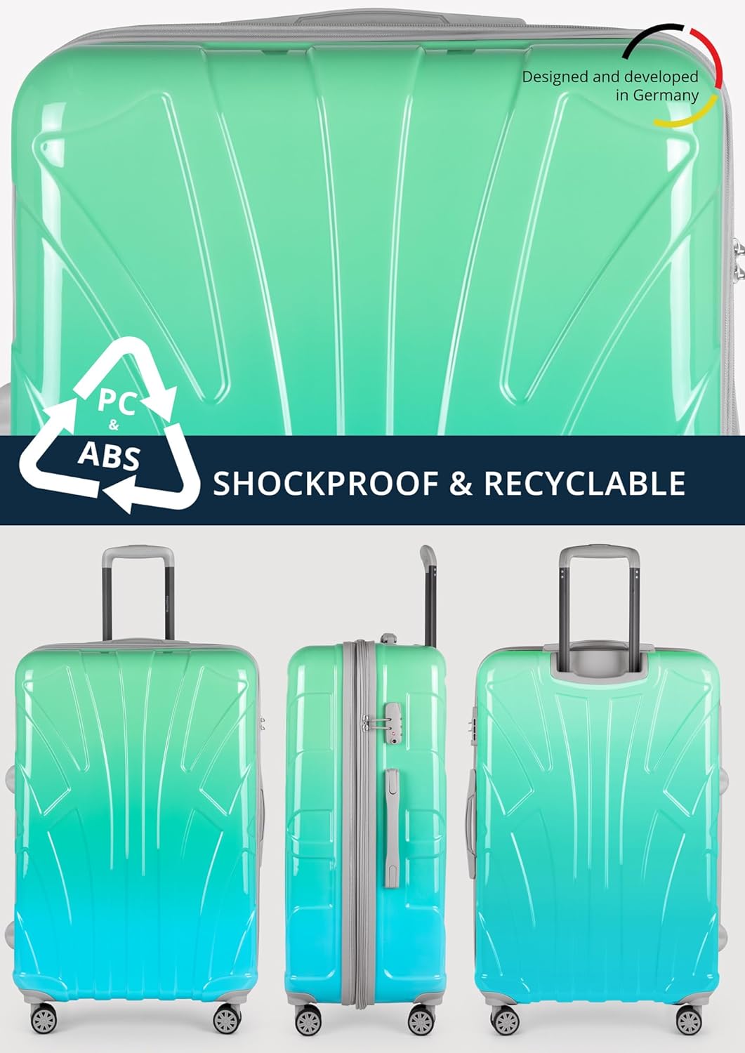 suitline - grosser Hartschalen-Koffer Koffer Trolley Rollkoffer XL Reisekoffer, TSA, 76 cm, ca. 96-1