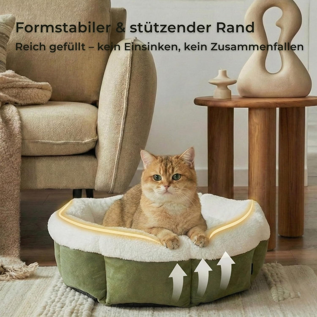 Katzenbett 55×55×20cm Flauschiges Katzenbett &amp; Hundebett für kleine Hunde, waschbares Haustierbett m