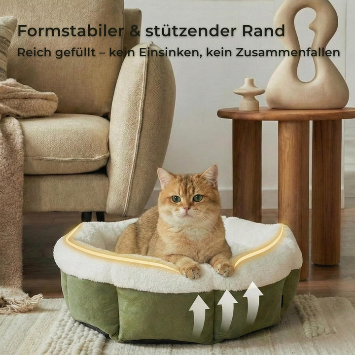 Katzenbett 55×55×20cm Flauschiges Katzenbett &amp; Hundebett für kleine Hunde, waschbares Haustierbett m