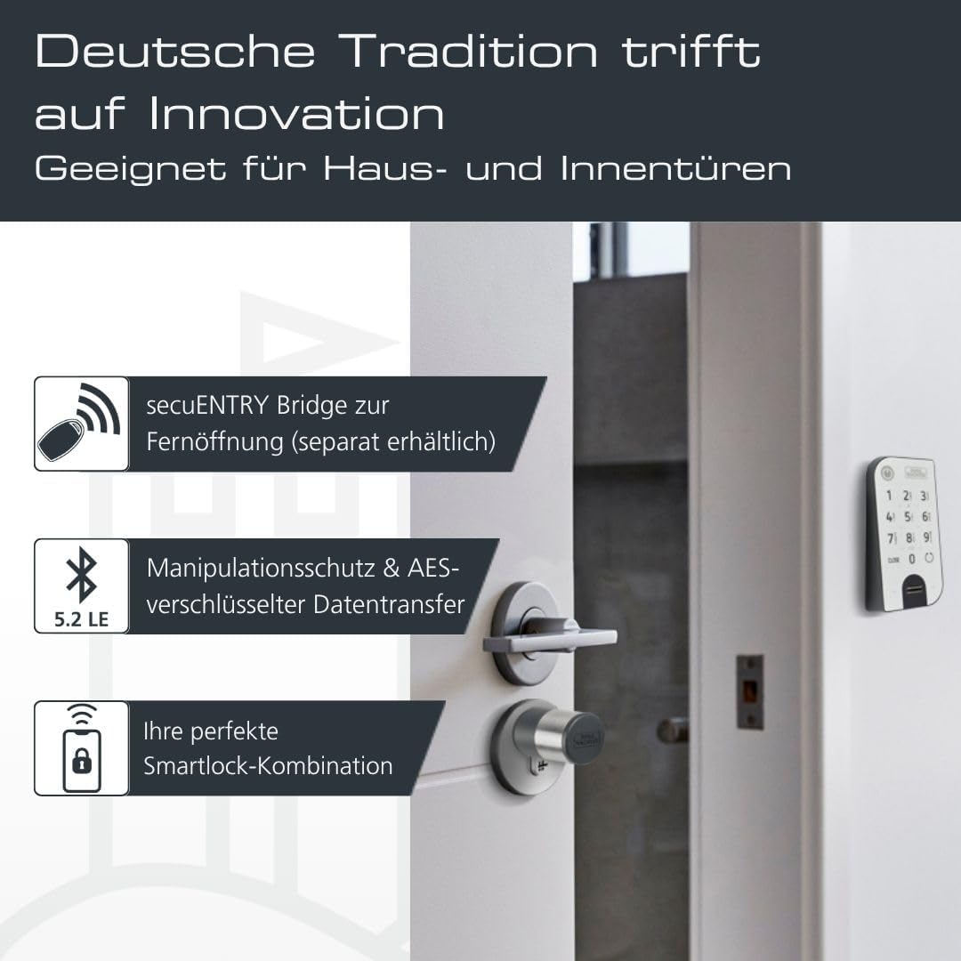 BURG-WÄCHTER Elektronisches Türschloss, Zylinder und Keypad, Öffnung mit App, Fingerprint, Pincode o