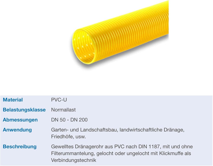 Stabilo-Sanitaer Entwässerungsrohr DN 80 mm x 50 m Drainagerohr Drainageschlauch Entwässerungsschlau
