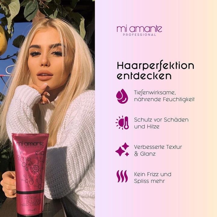 Mi Amante Ella Renew Haar Styling Creme – Intensiver Hitzeschutz für Haare Glätteisen, haarkur trock