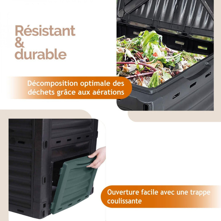Linxor - Komposter, Behälter, Mülleimer für Gartenkompost - 300 L Grün, Grün