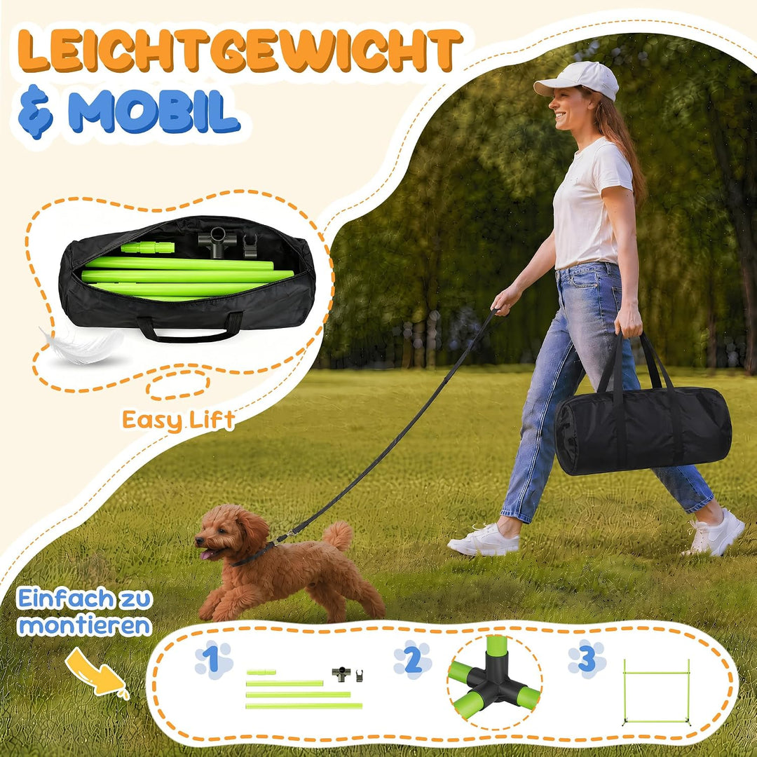 ACXIN Agility Set Hürdenset Hundetraining Zubehör mit 4 Stück Hürden, Slalom Stangen Agility-Ausrüst