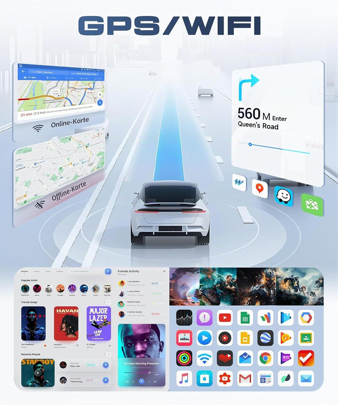 8 Kerne 6+128G Autoradio Android für Ford Transit Custom Tourneo 2013-2018 9 Zoll Wireless Carplay R