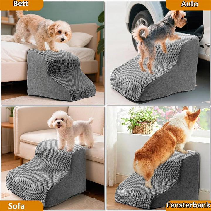 Hunde Treppe Bett 2 Stufen Haustiertreppe 30cm Hoch für Kleine Hunde Hundetreppe mit Waschbarem Bezu