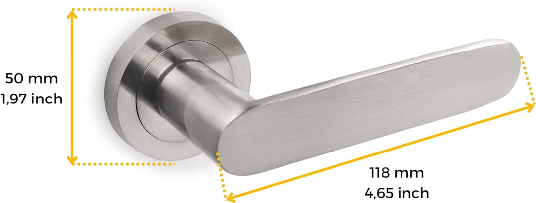 Emuca - Türgriffe für Innenttüren, 5 Türgriff-Set mit Rosetten für Zimmertüren D.50 mm, Aluminium, s